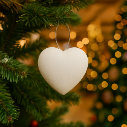 Lot de 6 cœurs blancs à paillettes à suspendre pour décoration sapin de noël