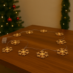 Guirlande de noël lumineuse de flocons de neige en bois
