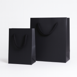 Petit sac cadeaux en papier pelliculé noir 10x6x11cm - vendu par 12