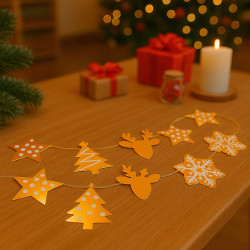 Guirlande en papier cartonné doré brillant à motifs de noël 230cm