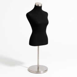 Buste femme en tissu noir et pied en métal