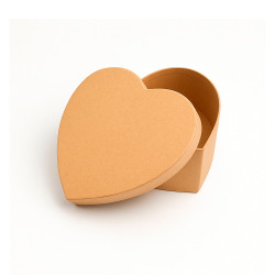 Petite boîte en forme de cœur en carton kraft brun - 16x14x6cm