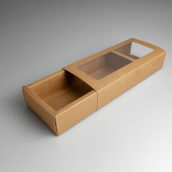 12 grandes boîtes cadeaux à plier à fenêtre 27x12x4.5cm - kraft