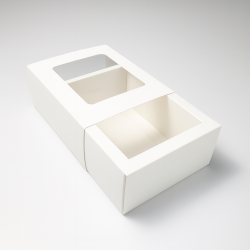 12 petites boîtes cadeaux à plier à fenêtre 14x10x5cm - blanc