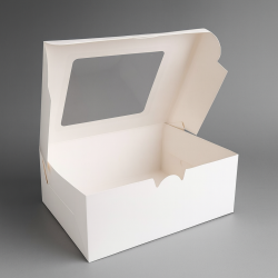 Lot de 12 boîtes à fenêtre en carton blanc à plier - 24x16x7.5cm