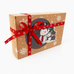 12 boîtes cadeaux à fenêtre motif bonhomme de neige et sapin 18x12x5 cm