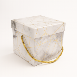 Petite boîte cadeaux carrée gris clair marbré 9x9x8cm