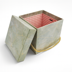 Petite boîte cadeaux carrée vert amande marbré 9x9x8cm