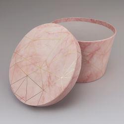 Petite boîte cadeaux ronde rose dragée marbré ø13cm