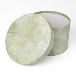 Petite boîte cadeaux ronde vert amande marbré ø13cm