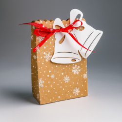 Lot De 50 Pochettes Cadeaux Papier Noël – Motif étoile Beige, 12x19cm, Fabrication Française