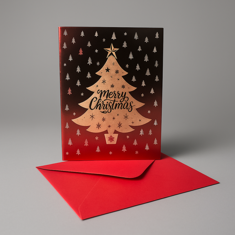 Ensemble de 12 cartes relief avec enveloppe aux motifs de Noël
