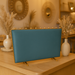 Grand porte colliers bicolore velours bleu canard et vert sapin