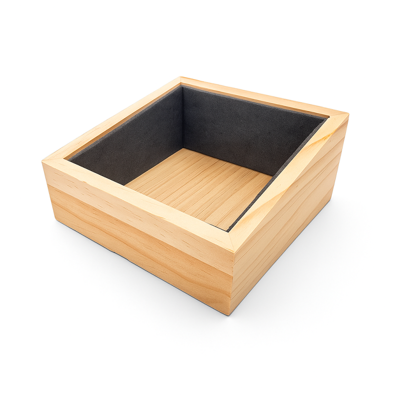Petit casier pour coussin de montre en bois et suédine gris anthracite