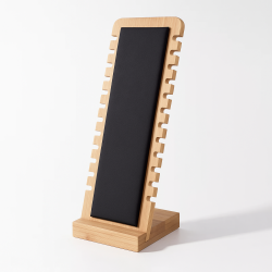 Présentoir vertical petite largeur en bois et simili cuir noir