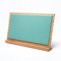 Présentoir multi-chaînes panoramique (47cm) - Collection "Vert Riviera" en bois et suédine