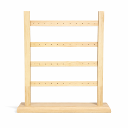 Grand présentoir en bois à boucles d'oreilles à 4 rangées