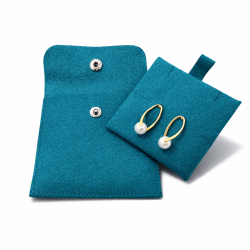 1 étui en suédine avec support bijoux 8x8cm - Bleu canard