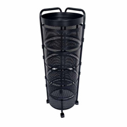 Lot de 2 dessertes mobiles en métal noir - 5 tiroirs arrondis - Capacité de stockage maximale