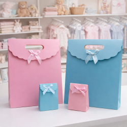 Pack cadeau naissance : 48 boîtes assorties Bleu & Rose (2 Tailles) - Fermeture velcro