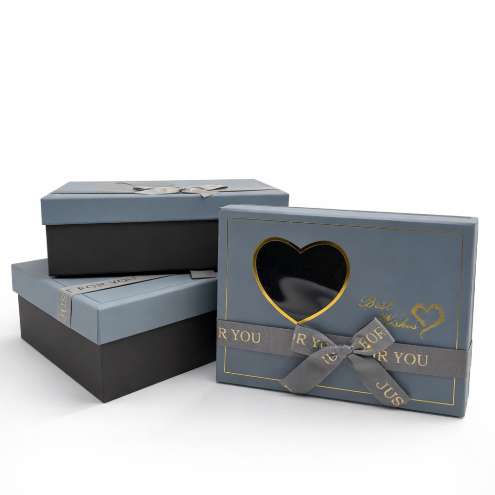Trio boîtes cadeaux coeur gris perle - Petite boîte OFFERTE
