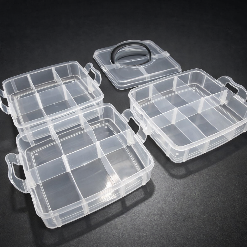 Boîte de rangement de fourniture en plastique à 18 compartiments