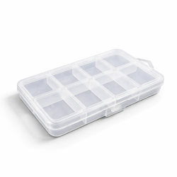 Petite boîte en plastique pour stockage de perles 8 compartiments 10x6.5x1.5cm