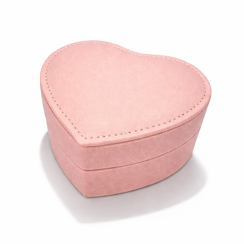 Boîte à bijoux en forme de cœur avec miroir, boîte à bijoux rose.
