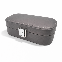 Boîte à bijoux refermable en simili cuir - Gris taupe