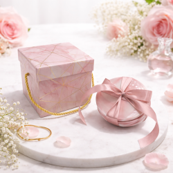 Pack revendeur : Coffret cadeaux marbre rose et ruban satin