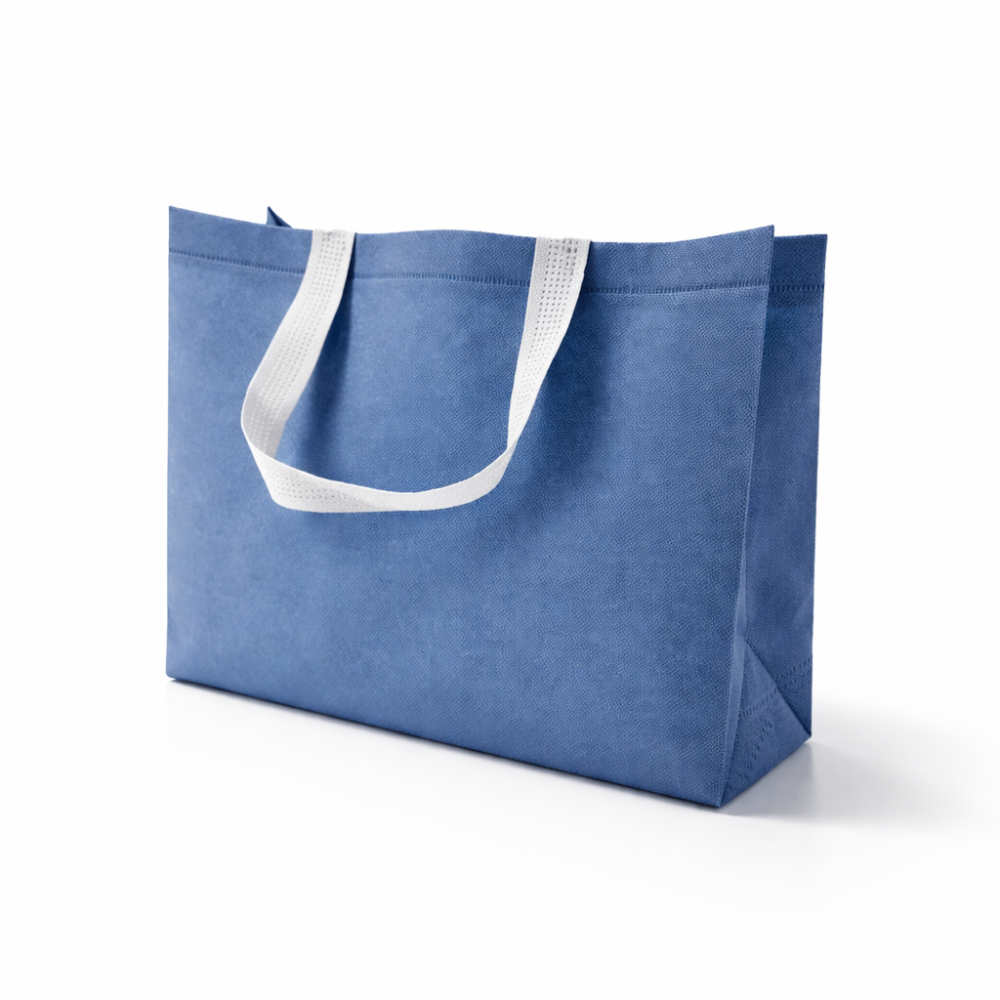 12 grands sacs réutilisables en TNT 45x35x10cm - Bleu denim