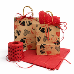 Pack Saint-Valentin kraft naturel : 48 sacs cœurs et kit de calage - 12 grands sacs OFFERTS