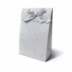 12 petites boîtes cadeaux à rabat pailletées 7.5x4.5x11cm - Argenté