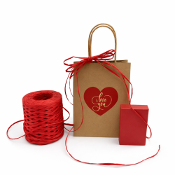 PACK PRIVILÈGE : 24 Écrins rouge Grenadine + 24 Sacs cœurs + Raphia - BOBINE + 12 SACS OFFERTS