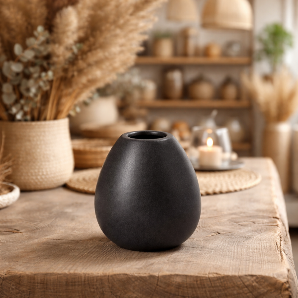 2 mini-vases boule en céramique - noir
