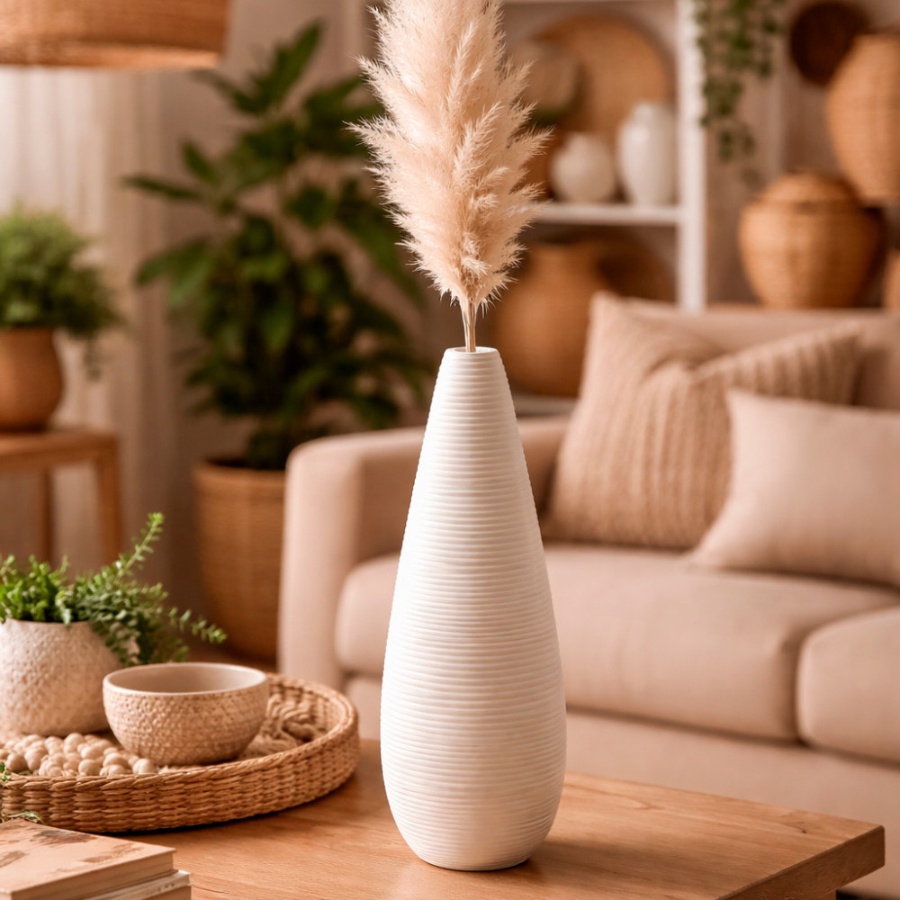 Vase céramique blanc à goulot étroit 22cm