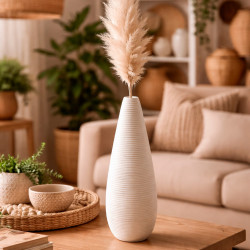 Vase céramique blanc à goulot étroit 22cm