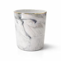 Pot à pinceaux maquillage en céramique effet marbré gris clair