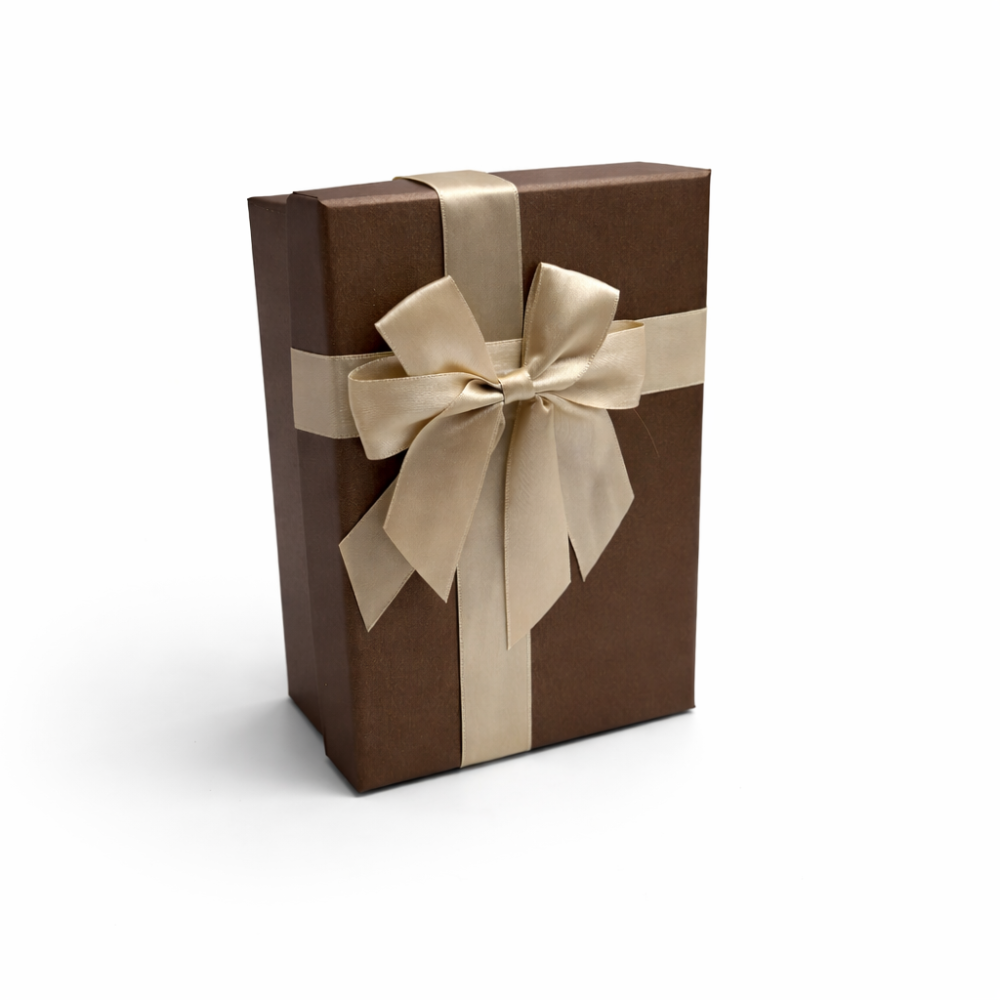 Boîte cadeaux chocolat irisé et nœud doré 19x12x7cm | Luxe