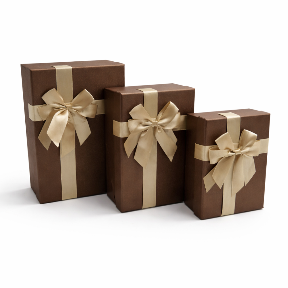 Assortiment de 3 boîtes cadeaux chocolat irisés & Nœuds dorés