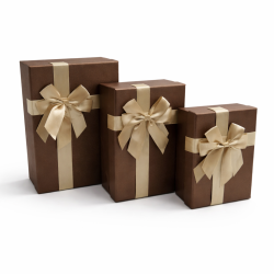 Assortiment de 3 boîtes cadeaux chocolat irisés & Nœuds dorés