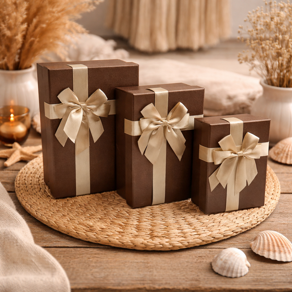 Lot de 3 boîtes cadeaux chocolat irisées | Tailles S, M, L