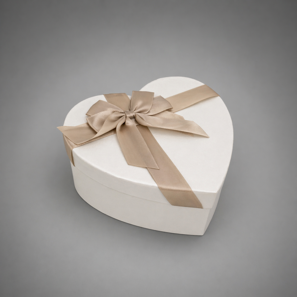 Petite boîte cadeau "Cœur" blanche irisée - Format S (13 x 15 x 6 cm)