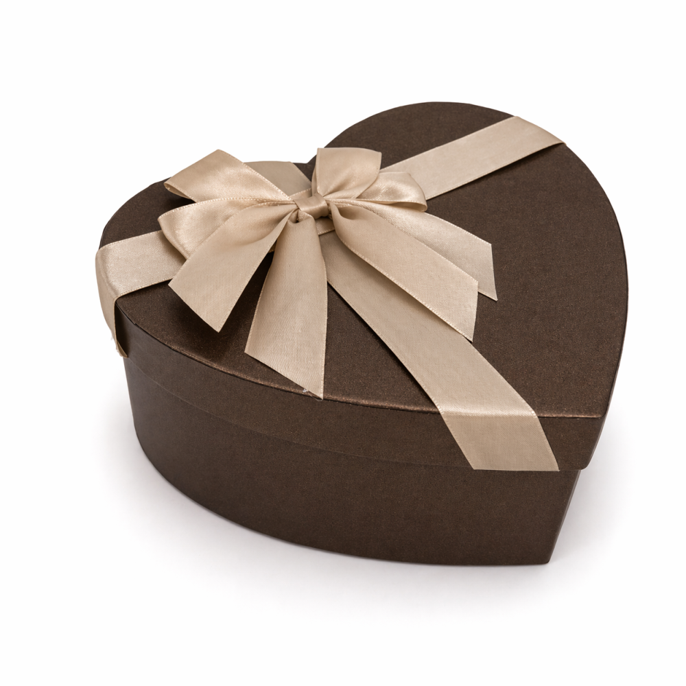 Grande boîte cadeau "Cœur" chocolat irisé - Format L (18 x 21 x 9 cm)