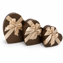 Pack Trio : Boîtes cadeaux "Cœur" chocolat irisé - Set de 3 tailles