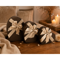 Pack Trio : Boîtes cadeaux "Cœur" chocolat irisé - Set de 3 tailles