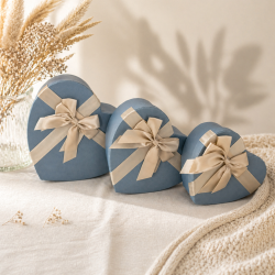 Pack trio : Boîtes cadeaux "Cœur" bleu givré irisé - Set de 3 tailles