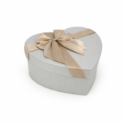 Boîte cadeau "Cœur" gris perle irisé - Format M (15 x 18 x 7,5 cm)