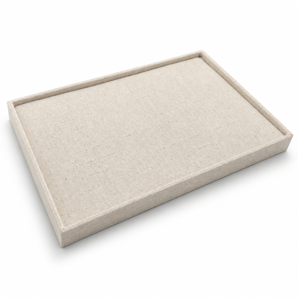 Lot de 5 plateaux de présentation à bagues en coton beige naturel