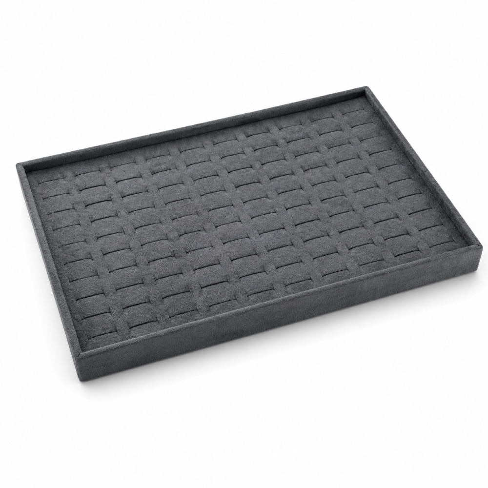 Plateau de présentation pour bagues en suédine gris anthracite